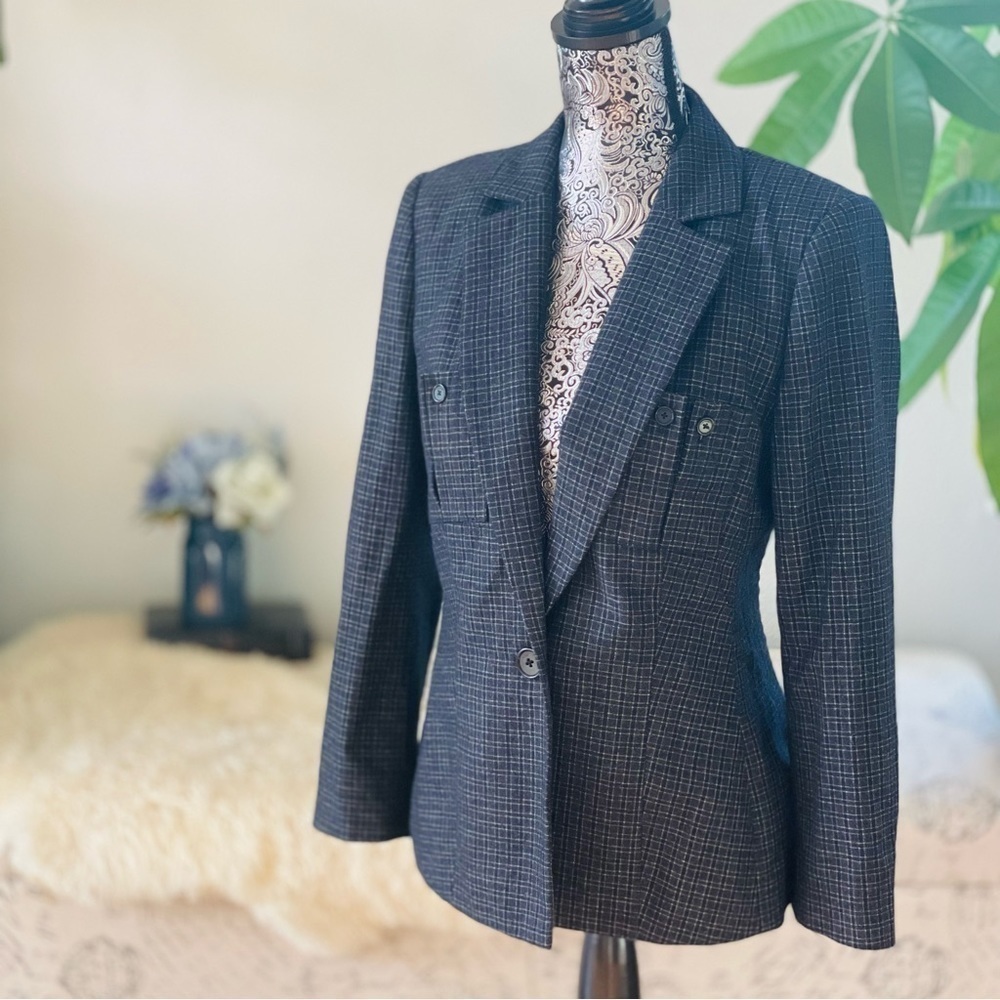 Jason Wu Wool Gingham Plaid Check Blazer, Size 6 - Picture 10 of 12